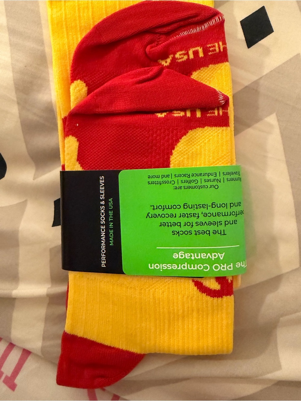 Pro Compression Smiley Compression Socks in Yellow - Picture 2 of 3
